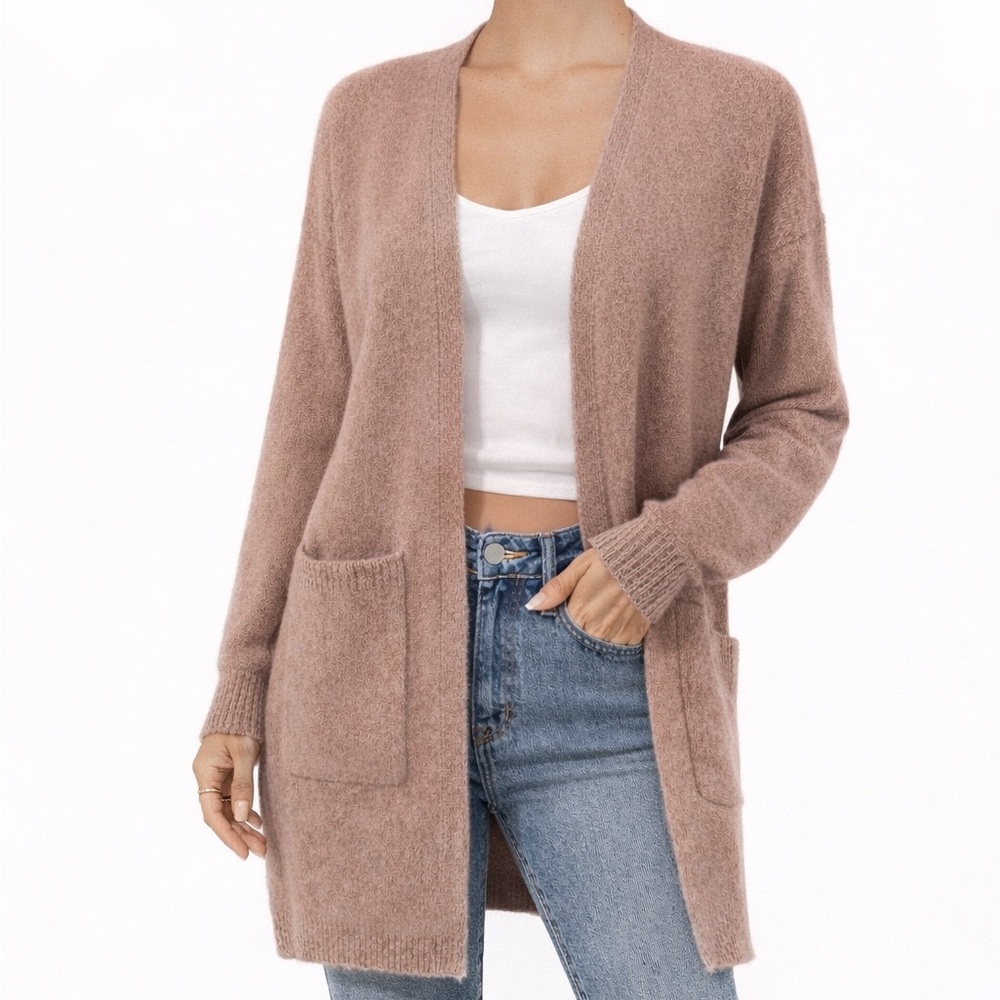 Jessica Simpson Mauve Chenille Open-Front Cardigan